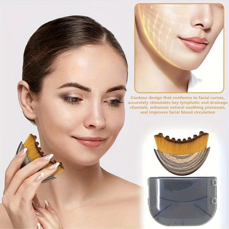 1/4 Pieces Contour Brush Scraping Board Set Women's Lymphatic Contour Facial Brush Stainless Steel Scraping Board