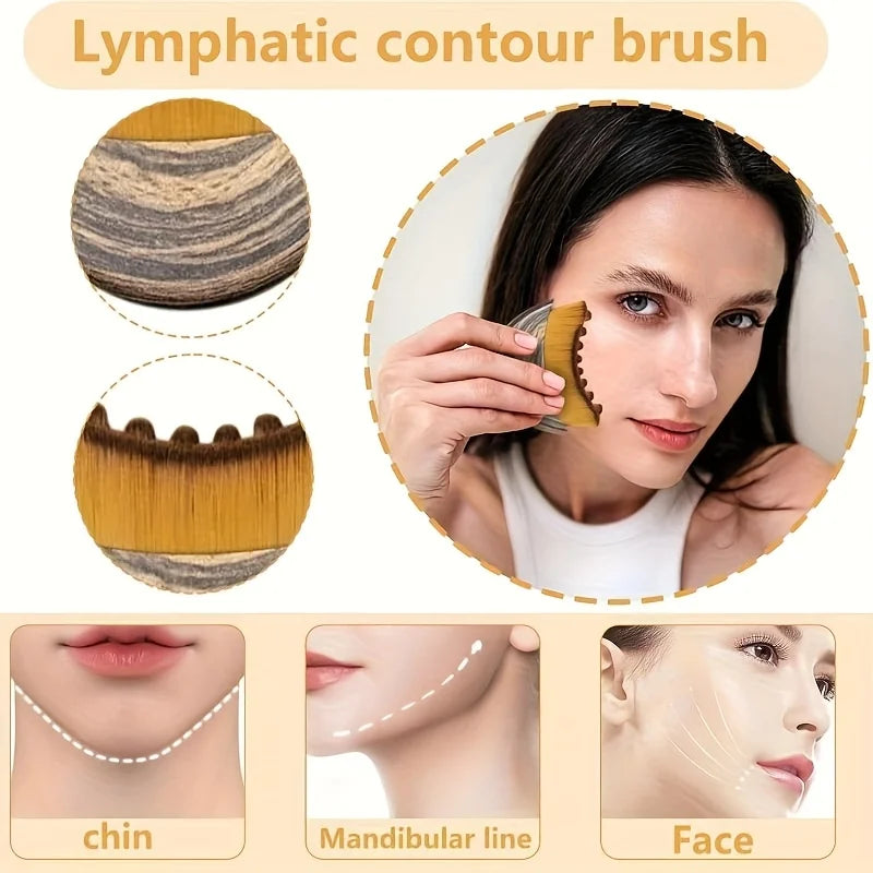 1/4 Pieces Contour Brush Scraping Board Set Women's Lymphatic Contour Facial Brush Stainless Steel Scraping Board